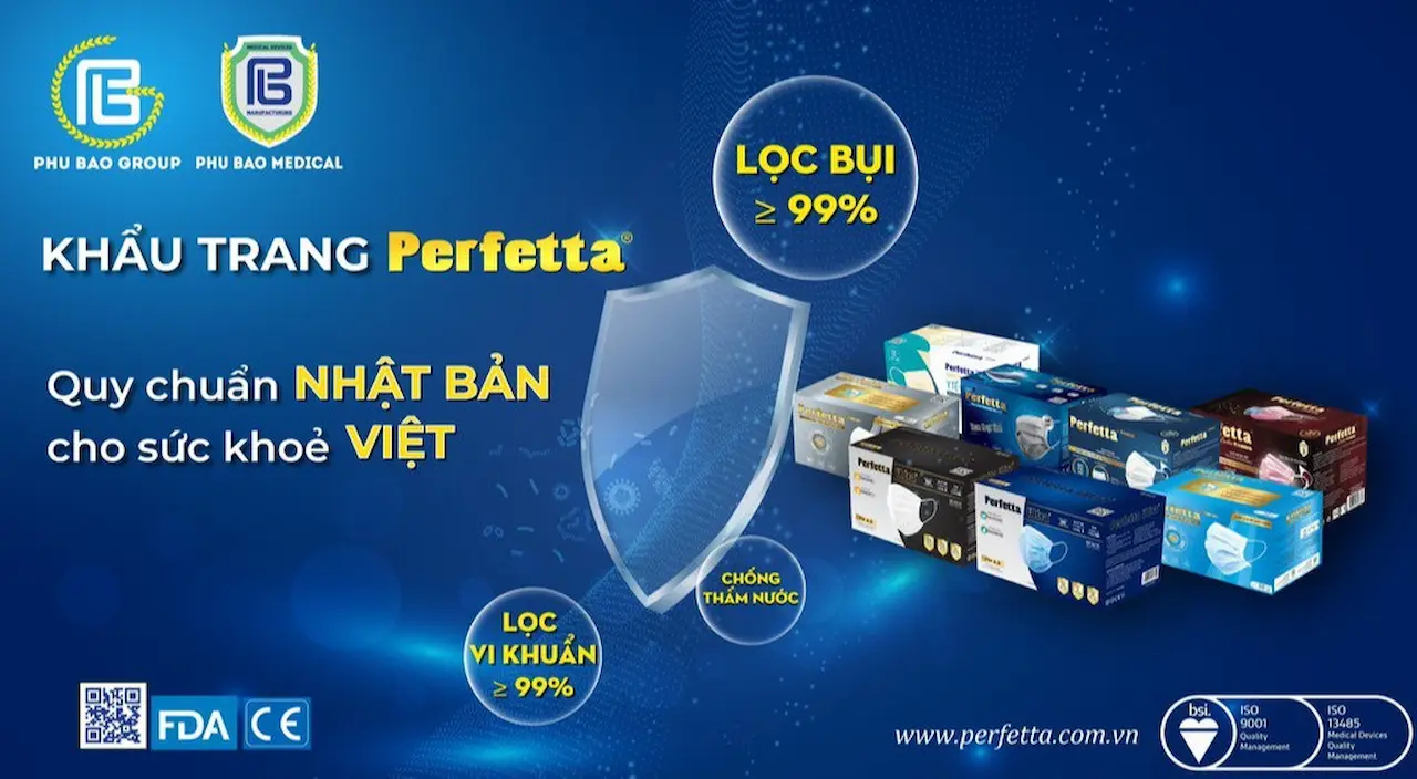 Khẩu Trang Perfetta Kf94 Được Kiểm Nghiệm Và Chứng Nhận Theo Tiêu Chuẩn Nhật Jis T 9001 Và Tiêu Chuẩn Châu Âu En14683: Lọc Tối Thiểu 95% Các Loại Bụi Mịn, Bài Tử Nấm Và Giảm Thiểu Sự Thâm Nhập Của Nhiều Loại Vi Khuẩn Và Virus.