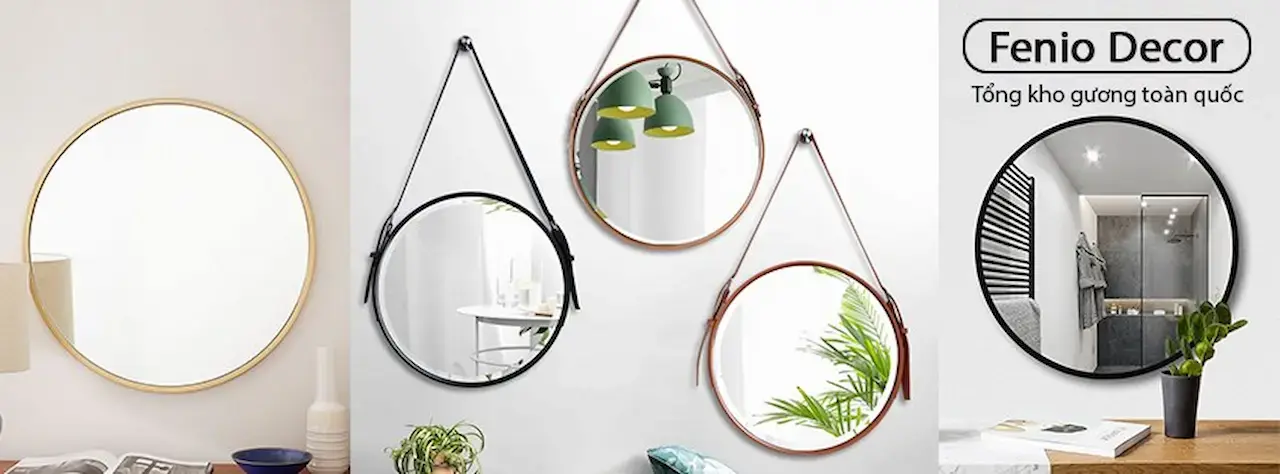 Fenio Decor Gương treo tường 1 Shop Chuyên Sản Xuất Và Cung Cấp Các Sản Phẩm Gương Trang Điểm, Gương Trang Trí, Gương Tròn, Gương Treo Tường, Gương Tròn Viền Da.