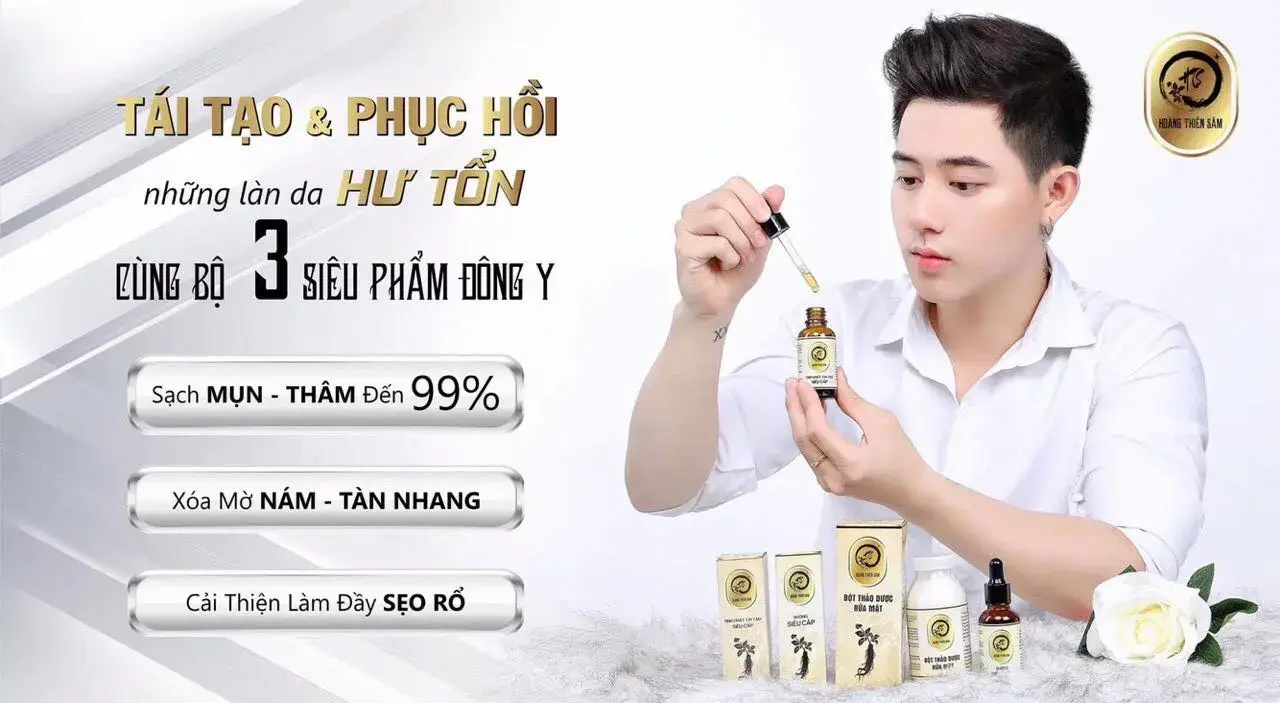 Hoàng Thiên Sâm – Trị Mụn Hoàn Toàn Từ Thảo Mộc Thiên Nhiên, 0% Chất Bảo Quản, 0% Màu Nhân Tạo, 0% Corticoid, 0% Parapen, 0% Những Thứ Hại Da Hại Sức Khỏe…