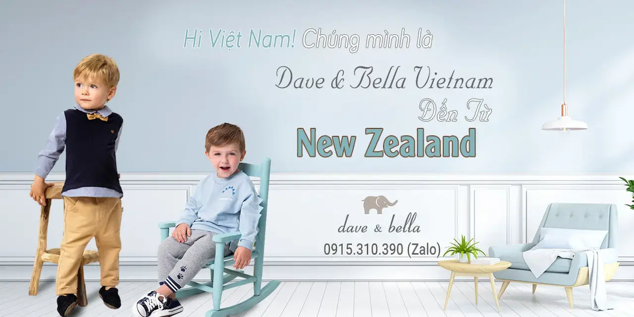 Dave & Bella davebella 1 Nhãn hàng chuyên đồ bộ, giầy, váy hiện tại, mang phong cách vintage cho bé sản xuất tại Việt Nam và Trung Quốc