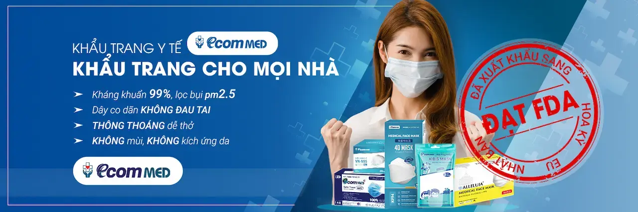 EcomMed là 1 khẩu trang đạt chuẩn chất lượng Quốc tế đạt chứng nhận FDA theo các quy định về thiết bị y tế