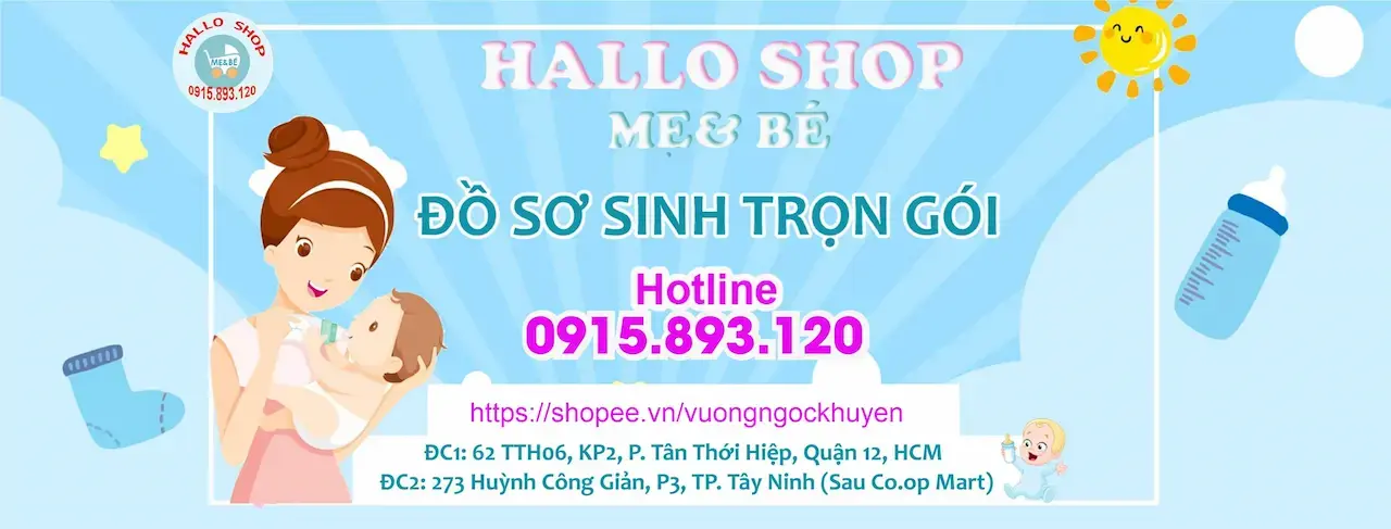 Hallo Mẹ Và Bé Quần Áo Sơ Sinh Trọn Gói Quận 12, Phụ Kiện Mẹ và Bé với nhiều mặt hàng sản phẩm tã, bỉm, bình sửa, nôi, niệm…trẻ em sơ sinh, mẹ bầu ở đây